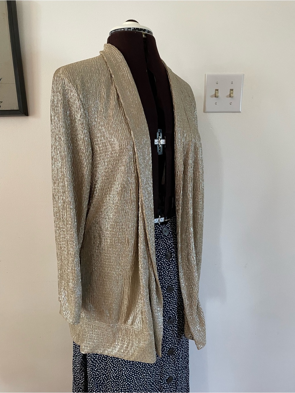 Metallic Open Blazer Style Cardigan
